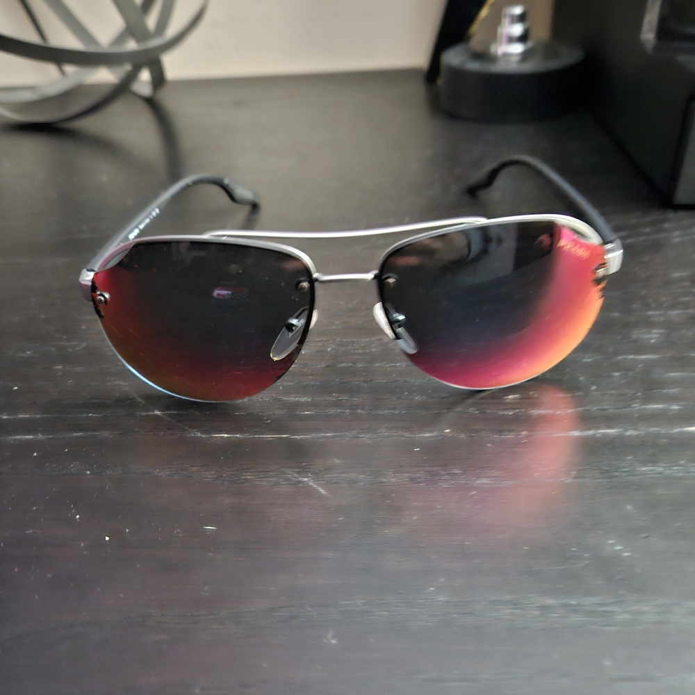 Prada Black and Red Aviator Sunglasses